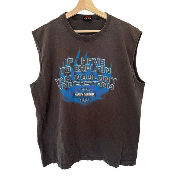 Harley Davidson Gray Muscle T Shirt Tank Men's XL If I Have to Explain You Would - Picture 1 of 5